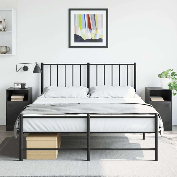 VidaXL Fém Éjjeliszekrény - 2 db - Fekete - 34,5x39x62 cm