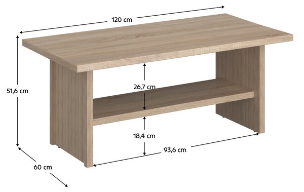 KONDELA Dohányzóasztal, DTD laminált, tölgy sonoma, NORTY