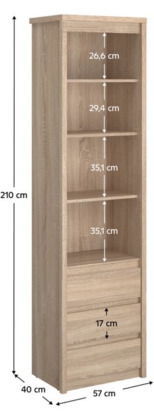 KONDELA Könyvespolc, DTD laminált, tölgy sonoma, NORTY TYP 6