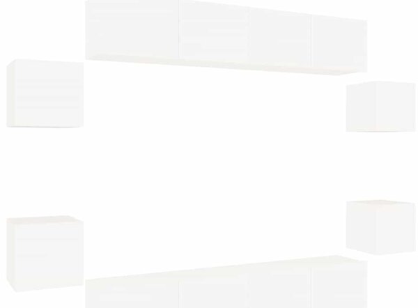 8 részes fehér szerelt fa TV-szekrényszett
