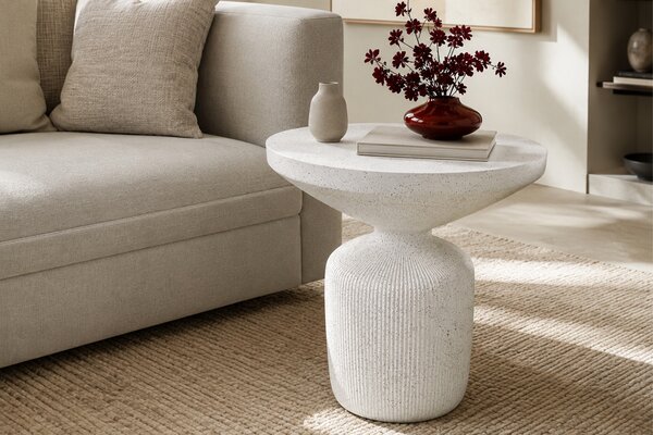 Sintro kerek dohányzóasztal 54 cm - fehér terrazzo