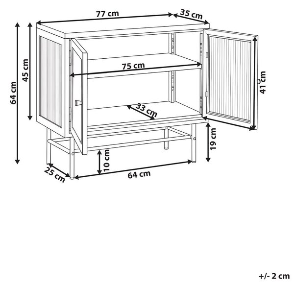 Vitrin DEVON Fém 77 cm Aranybarna