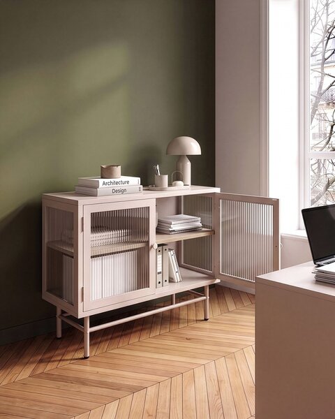Vitrin DEVON Fém 77 cm Bézs