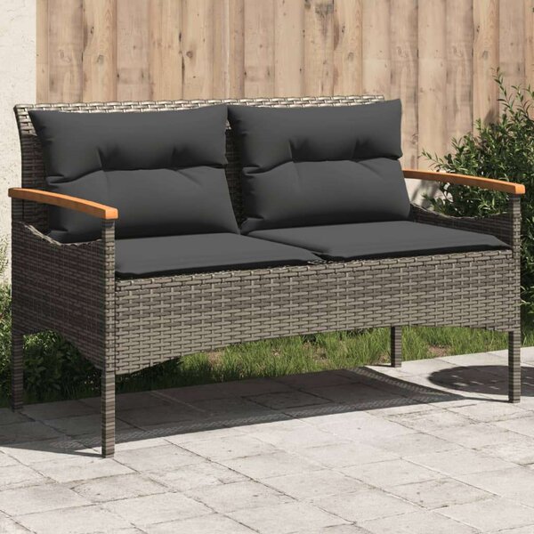 VidaXL Polyrattan Kerti Pad - Szürke - 116x62,5x74 cm