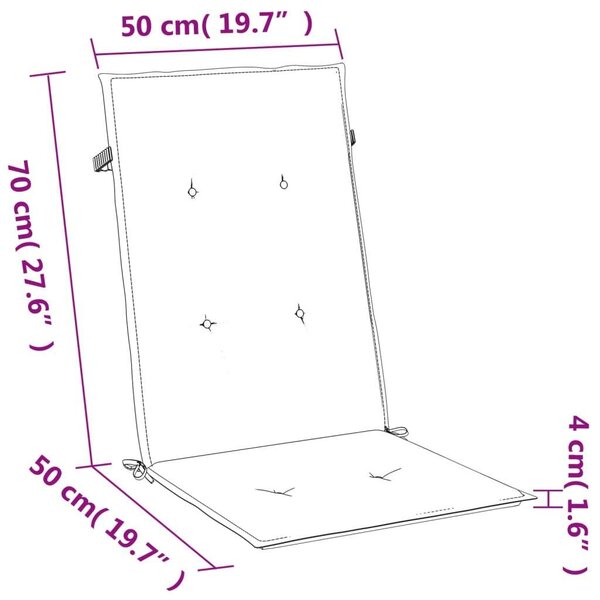 Szövet Székpárna - 6 db - Sötétszürke - Magas Háttámla - 120x50x4cm