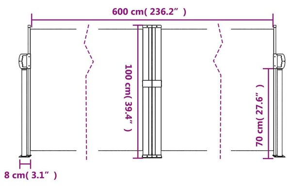 VidaXL Behúzható Napellenző - Terrakotta - 100x600 cm