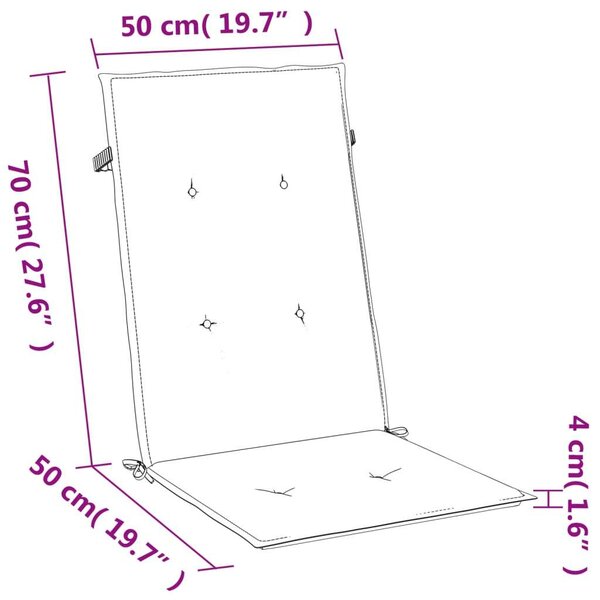 VidaXL Székpárna - Magas Háttámla - Töpszín - 6 db - 120x50x4cm