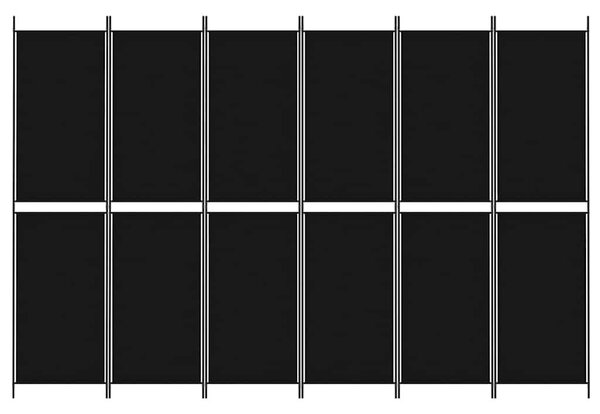 6 paneles fekete szövet térelválasztó 300x200 cm