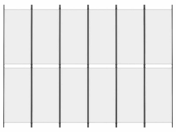 6 paneles fehér szövet térelválasztó 250 x 220 cm