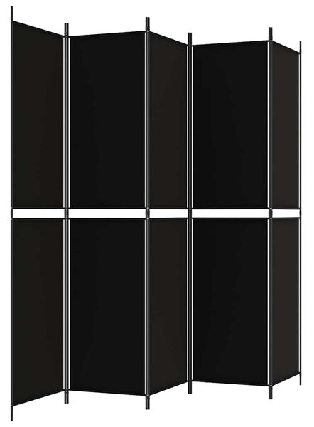 5 paneles fekete szövet térelválasztó 250x220 cm