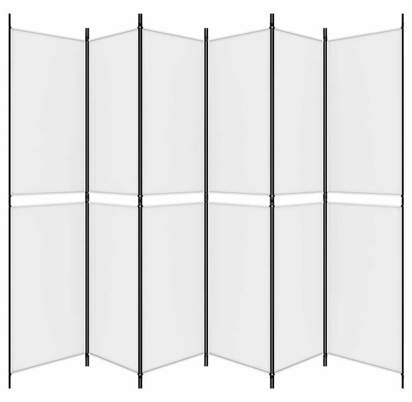 6 paneles fehér szövet térelválasztó 250 x 220 cm