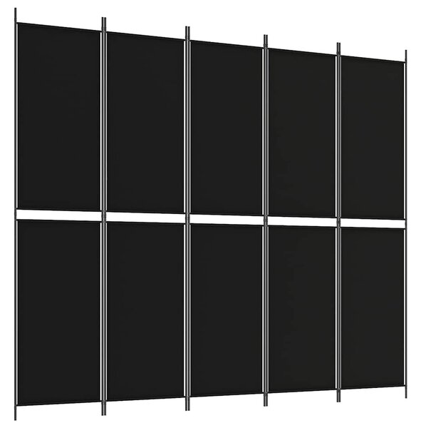 5 paneles fekete szövet térelválasztó 250x220 cm