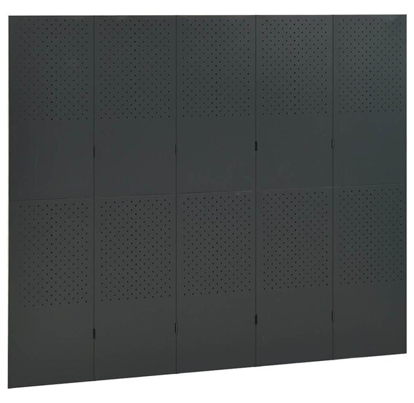 Antracitszürke acél 5-paneles paraván 200 x 180 cm