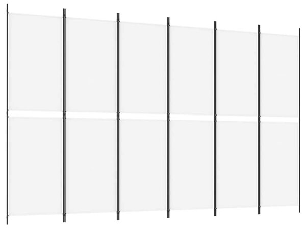 6 paneles fehér szövet térelválasztó 300x200 cm