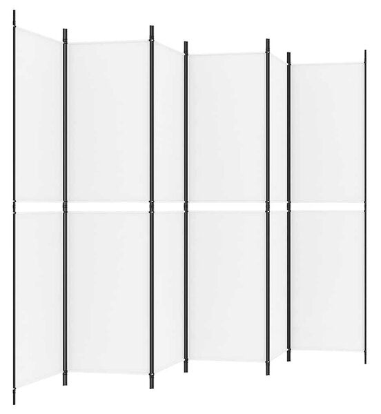 6 paneles fehér szövet térelválasztó 300x200 cm