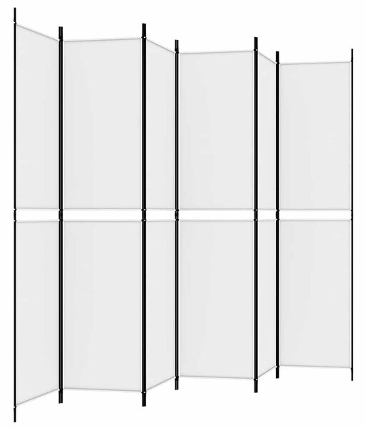 6 paneles fehér szövet térelválasztó 250 x 220 cm