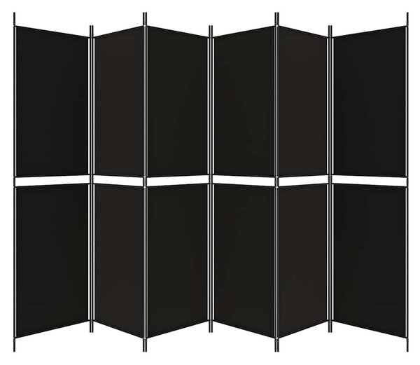 6 paneles fekete szövet térelválasztó 300x200 cm