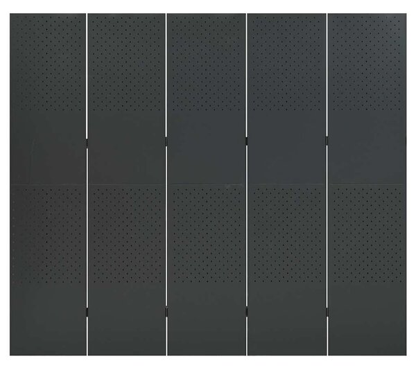 Antracitszürke acél 5-paneles paraván 200 x 180 cm