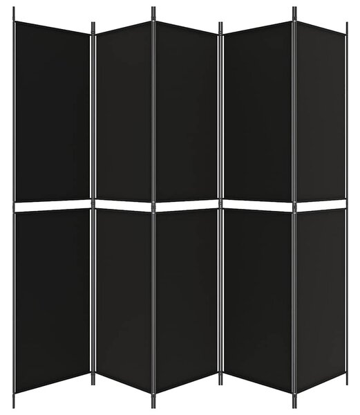 5 paneles fekete szövet térelválasztó 250x220 cm