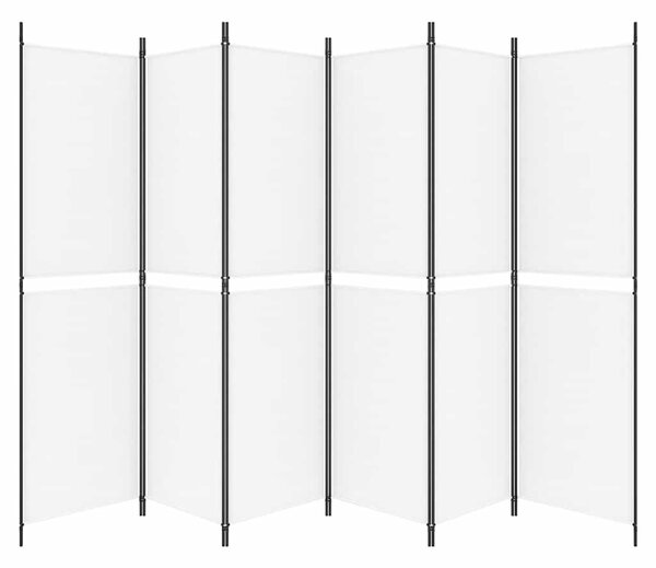 6 paneles fehér szövet térelválasztó 300x200 cm