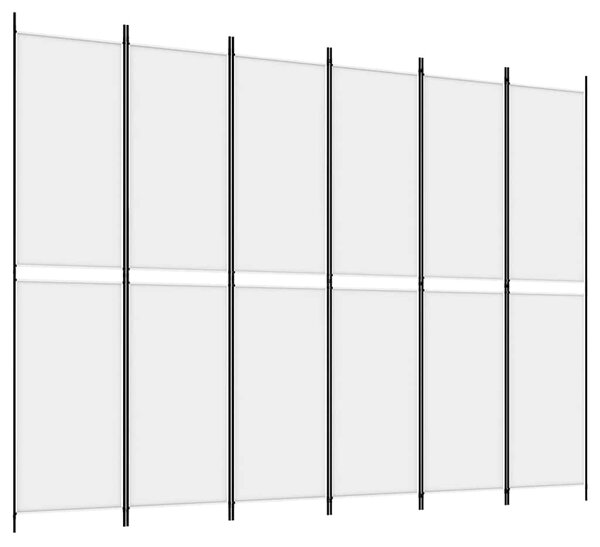 6 paneles fehér szövet térelválasztó 250 x 220 cm