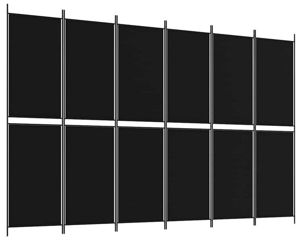 6 paneles fekete szövet térelválasztó 300x200 cm