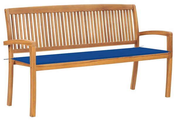 Tömör tíkfa rakásolható kerti pad párnával 159 cm