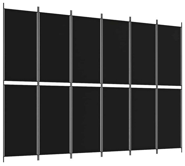 6 paneles fekete szövet térelválasztó 300x220 cm