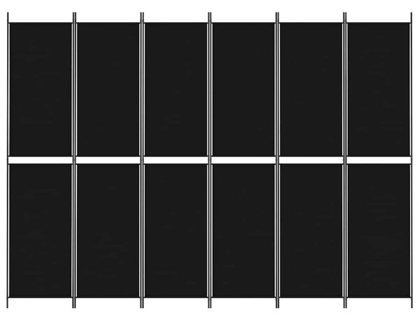 6 paneles fekete szövet térelválasztó 300x220 cm