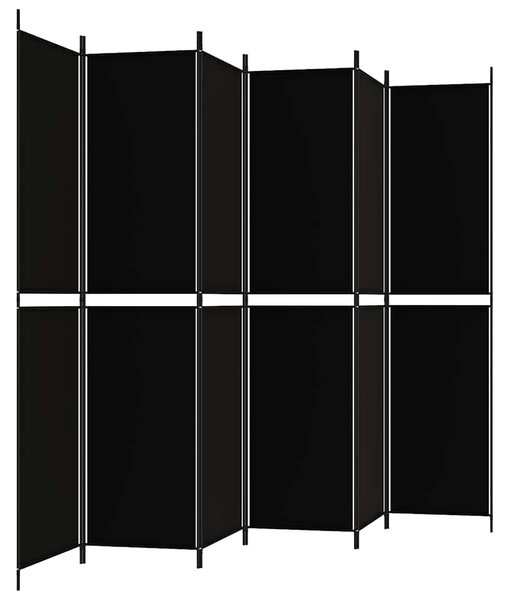 6 paneles fekete szövet térelválasztó 300x220 cm