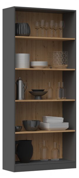 Keskeny könyvespolc RAUNO - 80 cm, artisan tölgy / antracit