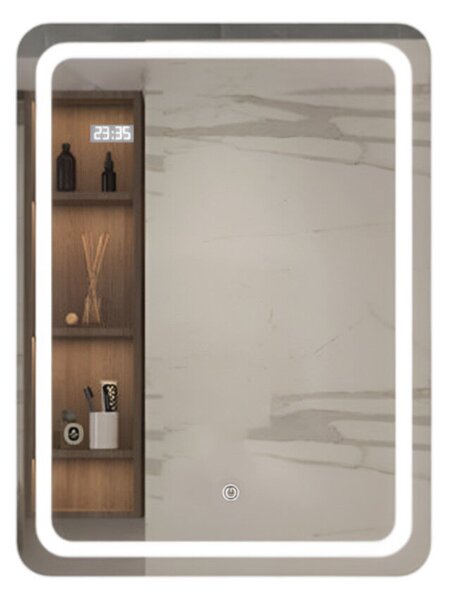 Viva AURA fürdőszoba tükör - érintőkapcsolós - páramenetesítős - órával - LED - ÁLLÓ - 60 x 80 cm