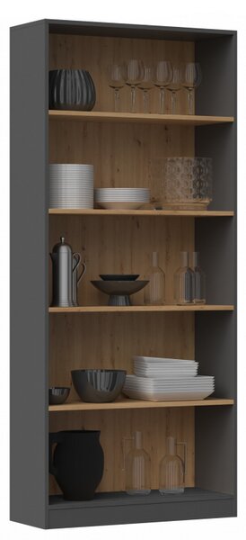 Keskeny könyvespolc RAUNO - 80 cm, artisan tölgy / antracit