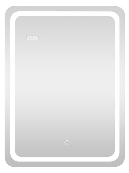 Viva AURA fürdőszoba tükör - érintőkapcsolós - páramenetesítős - órával - LED - ÁLLÓ - 60 x 80 cm