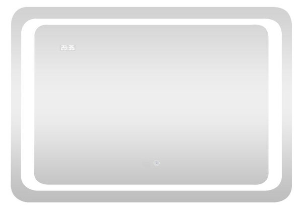 Viva AURA fürdőszoba tükör - érintőkapcsolós - páramenetesítős - órával - LED - FEKVŐ - 80 x 60 cm