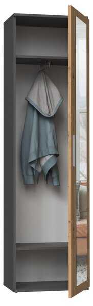 Előszobaszekrény tükörrel RASMUS - artisan tölgy / antracit