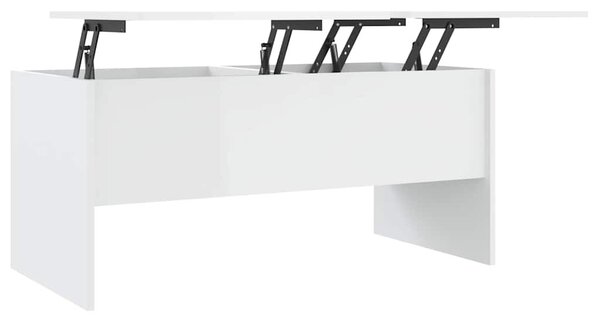Magasfényű fehér szerelt fa dohányzóasztal 102x50,5x46,5 cm