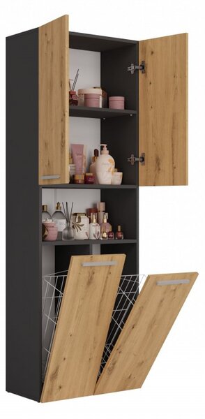 Fürdőszobaszekrény szennyestartóval ATSO 4 - artisan tölgy / antracit