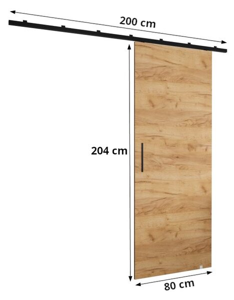 PERDITA 2 tolóajtó tükörrel - 80 cm, fekete