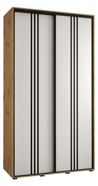 ASIRI 6 gardróbszekrény - 130/60 cm, artisan tölgy / fehér / fekete