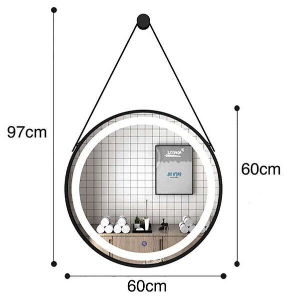 LED Fürdőszobai Tükör - 60 cm - Kerek