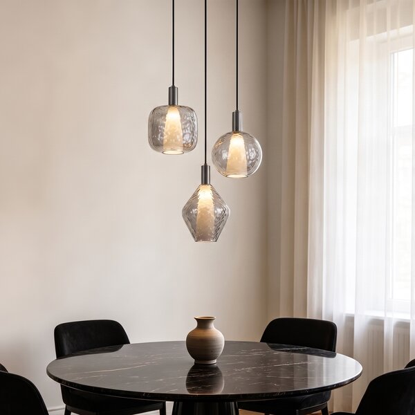 Design függőlámpa Gun metal 3-lámpás - Ard