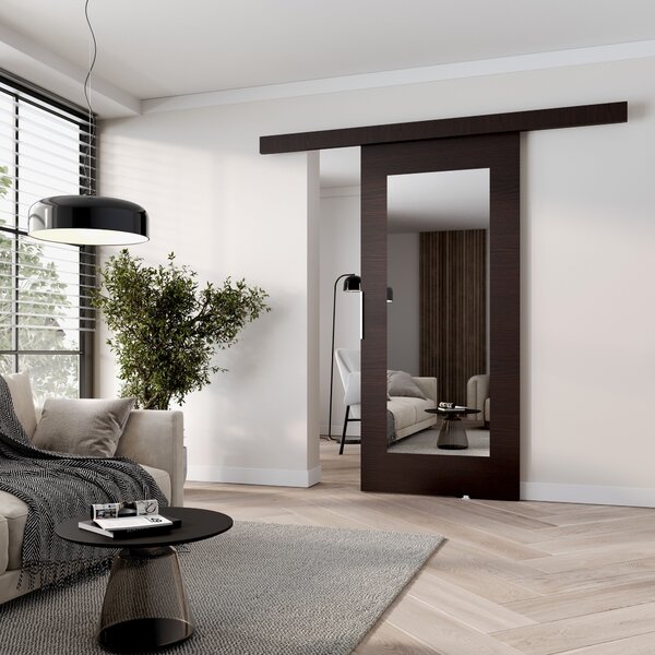 BARRET 9 tolóajtó tükörrel - 96 cm, wenge