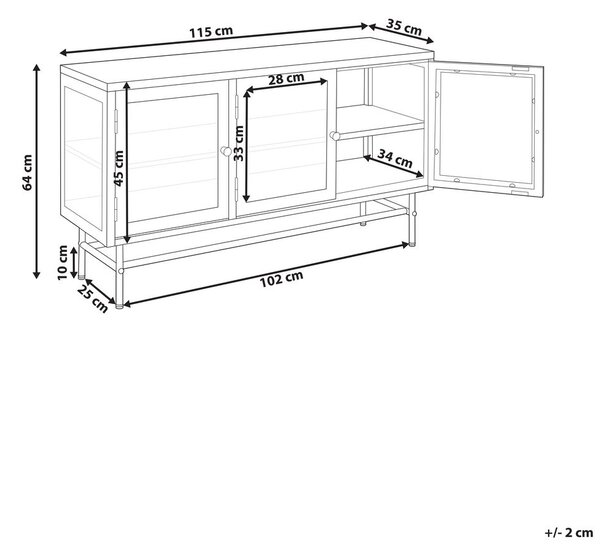 Vitrin DEVON Fém 115 cm Aranybarna