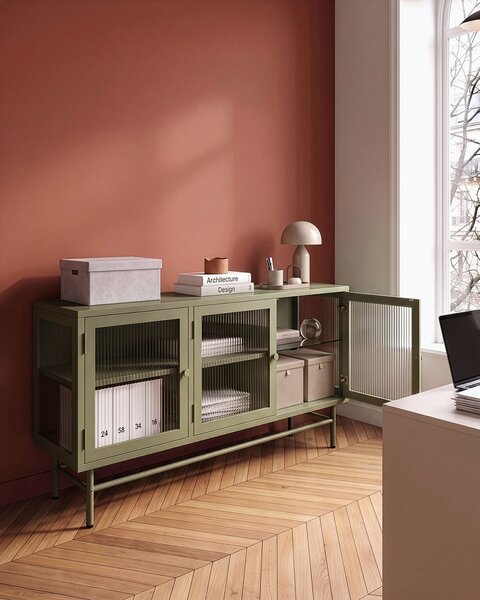 Vitrin DEVON Fém 115 cm Zöld