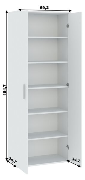 Keskeny gardróbpolc 69 cm SAVOY - fehér