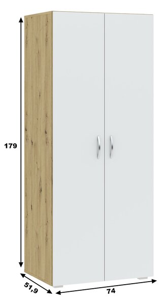 Kétajtós szekrény 74 cm RICHLAND - artisan tölgy / fehér
