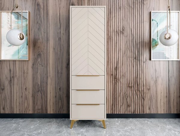 Keskeny gardrób 54 cm fiókokkal XELA - homokbézs