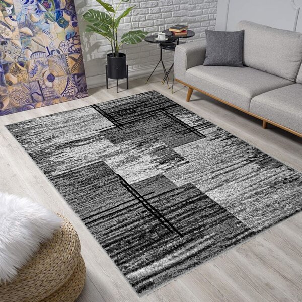 Szőnyeg 160x220 cm LUKEN téglalap alakú - szürke / fekete