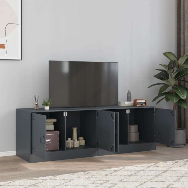 VidaXL 2 db antracitszürke acél éjjeliszekrény 67 x 39 x 44 cm